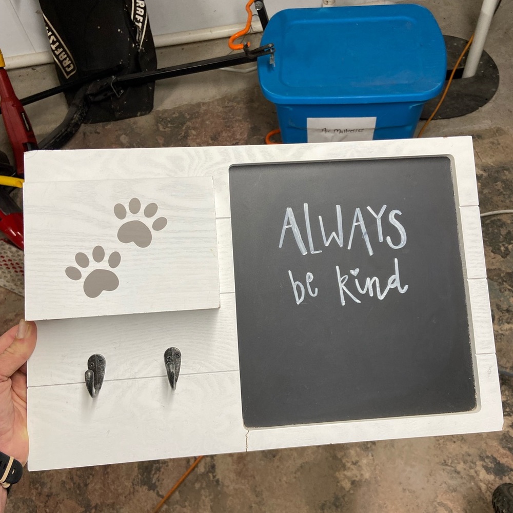 Wall hanging. The writing “always be kind” will be erased before mailed out.